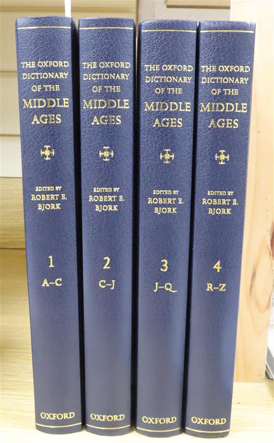 Bjork, Robert E. - The Oxford Dictionary of the Middle Ages, 4 vols, quarto, quarter navy leather, Oxford 2010